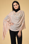 Peach Beads & Sequin Hand Embroidered Pure Cashmere Stole