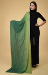 Green Ombre Gold Beads Hand Embroidered Pure Cashmere Stole