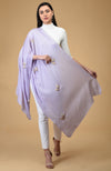 Lilac Butterfly Hand Embroidered Pure Cashmere Stole