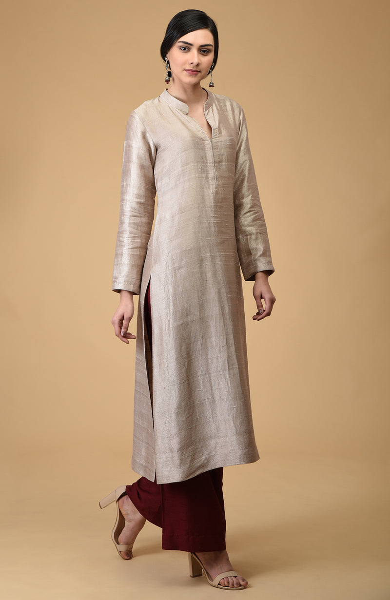 printed #silk #kurta with #zardosi #clutch | Kurta designs women, Kurta  designs, Kameez designs