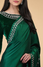 Emerald Green Crystal Hand Embroidered Blouse