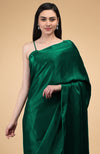 Emerald Green Pure Satin Crepe Silk Saree