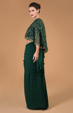 Emerald Green Beads & Sequin Hand Embroidered Cape