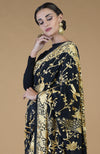Masterpiece  Black- Beige Gold Parsi Gara Hand Embroidered Saree