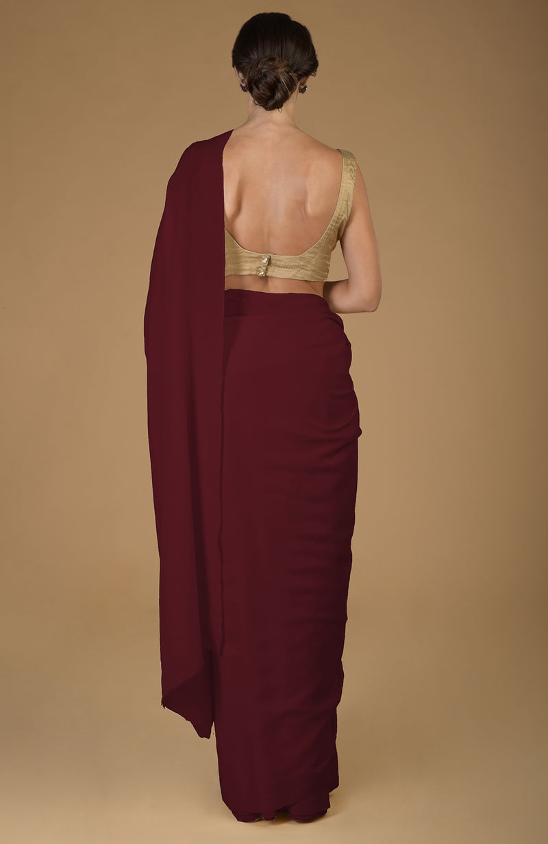 Maroon Timeless Pure Pashmina Cashmere Saree With Blouse