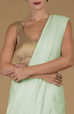 Sage Green Timeless Pure Pashmina Cashmere Saree With Blouse