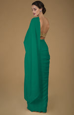 Ultramarine Green Timeless Pure Pashmina Cashmere Saree With Blouse