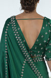 Emerald Green Crystal Hand Embroidered Saree & Blouse