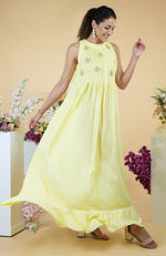 Charming Yellow Kani Art Maxi Dress