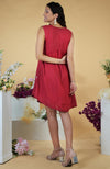 Spice Cherry Parsi Gara Asymmetric Dress
