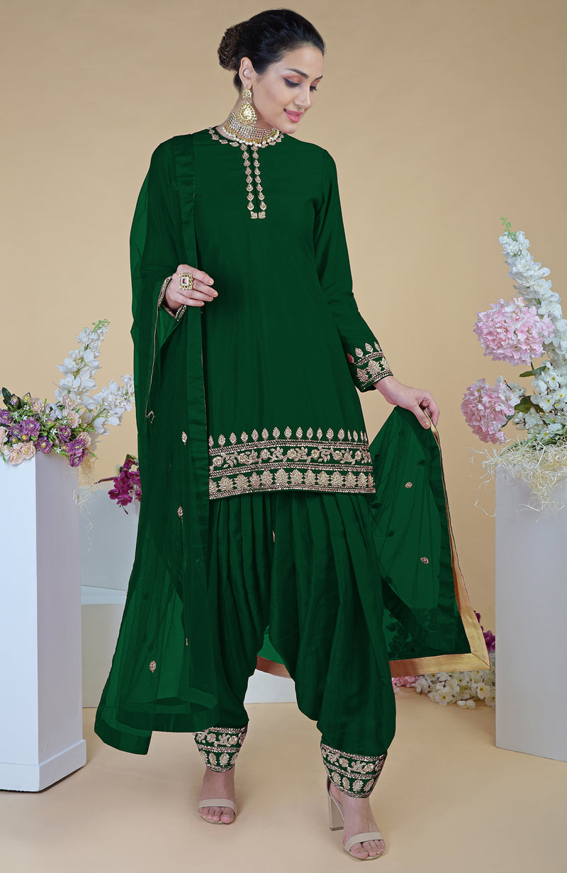 Emerald Green Zardozi Hand Embroidered Salwar Suit