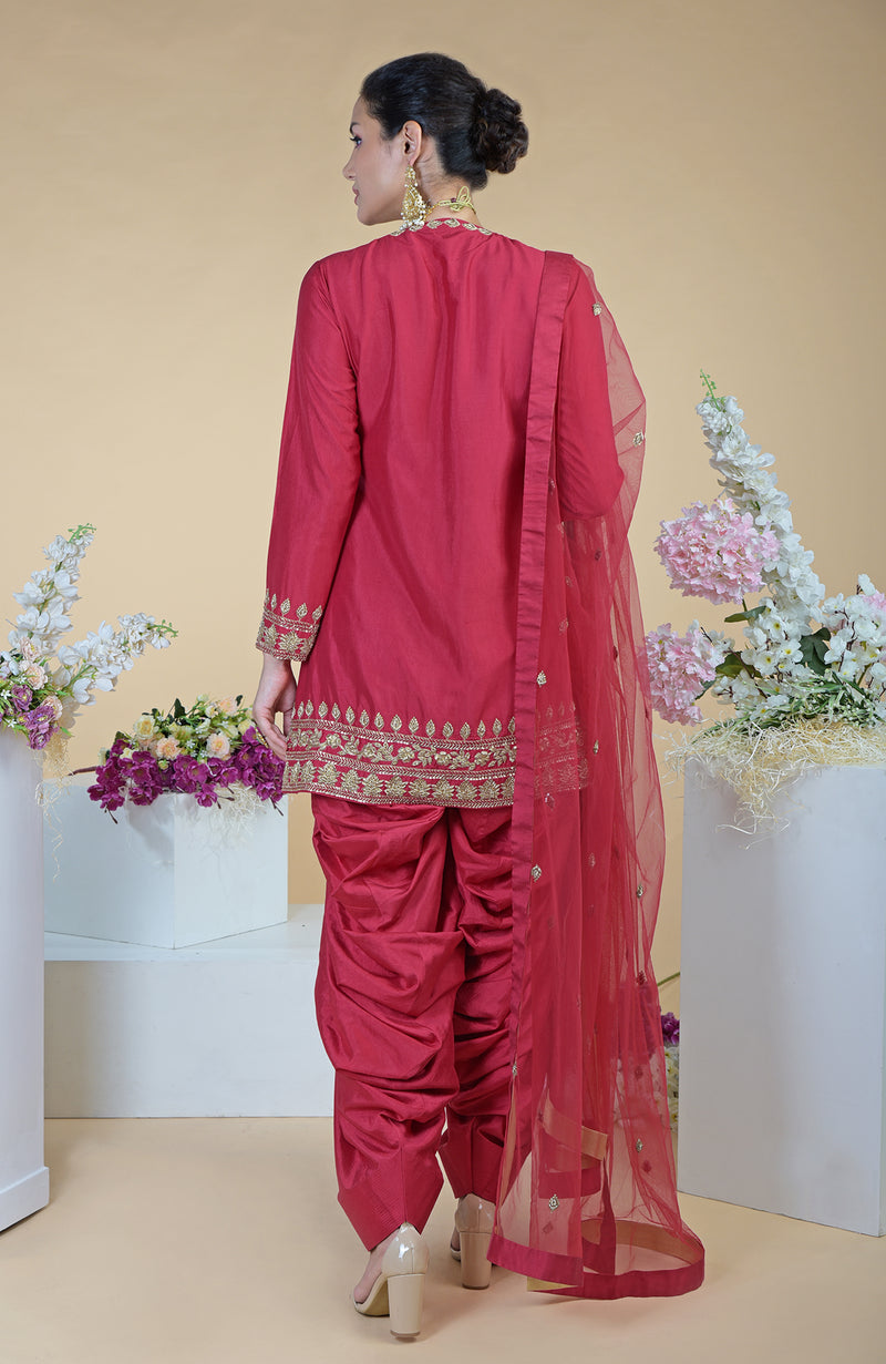 Red Zardozi Hand Embroidered Salwar Suit