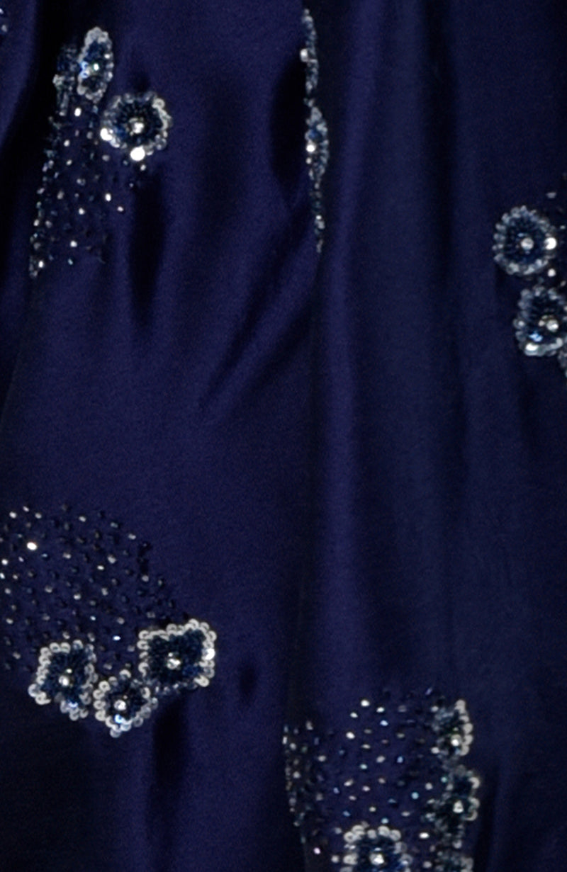 Midnight Blue bead and Sequin Hand Embroidered Saree