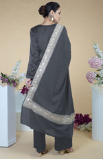 Grey Kashmiri Tilla Embroidered Pure Pashmina Shawl