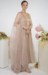 Pearl Oyster & Nude Pink Hand Embroidered Anarkali Set