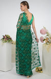 Emerald Green French Chantilly Hand Embroidered Saree