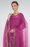 Peacock Pink Banarasi Zardozi Kalidaar Skirt Set