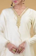 Ivory Hand Embroidered Organza Dupatta With Zardozi Sharara Suit