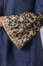 Mood Indigo- Honey Yellow Raw Silk Hand Embroidered Jacket Set With Dupatta