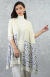 Frida Ivory-Blue Floral Embroidered Pure Cashmere Stole