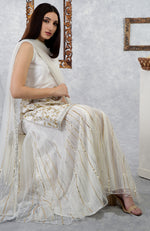 White-Gold Hand Embroidered Sharara Set