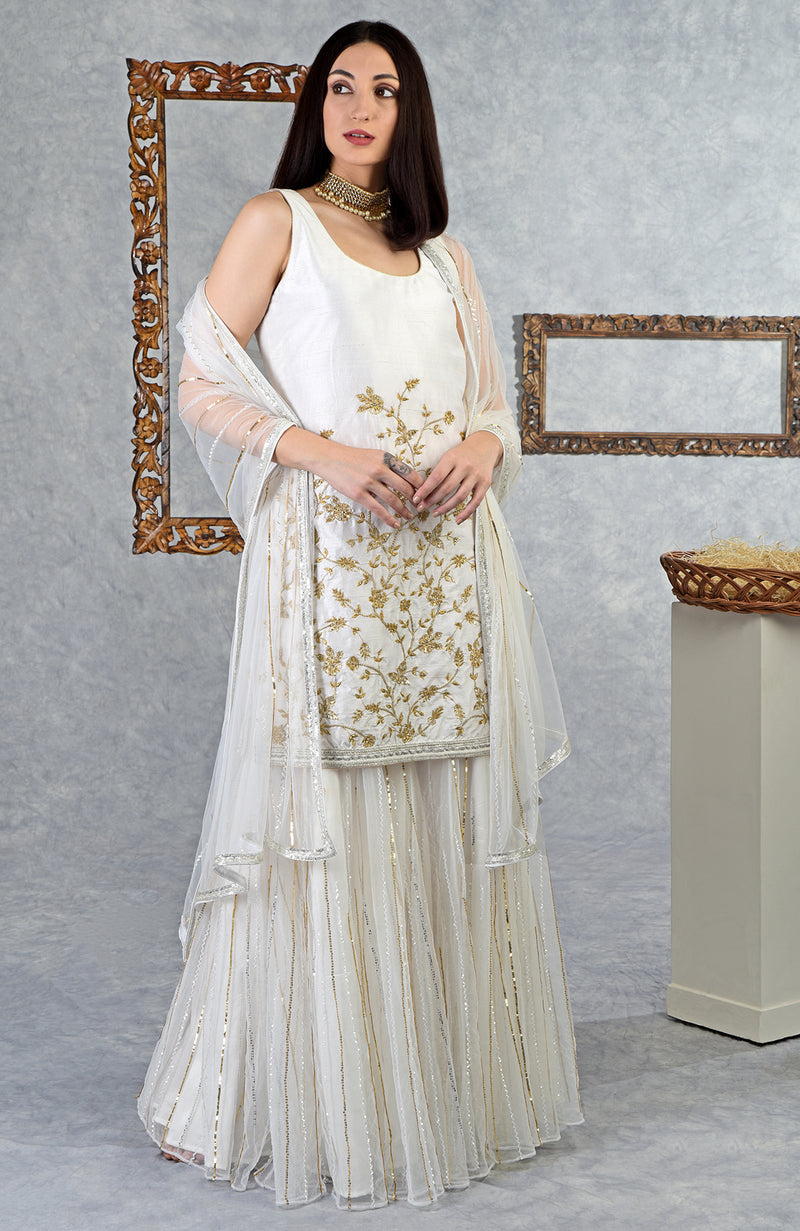 White and golden clearance suit