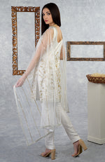 White-Gold Hand Embroidered Pants Set