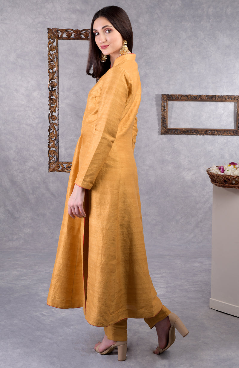 Mustard Raw Silk Suit
