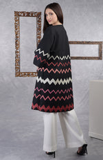 Frida Black Chevron Embroidered Pure Wool Crepe Jacket