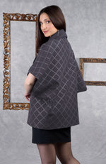 Ira Pewter Checkered Swarovski Pure Wool Crepe Jacket