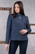 Navy Checkered Tweed Jacket