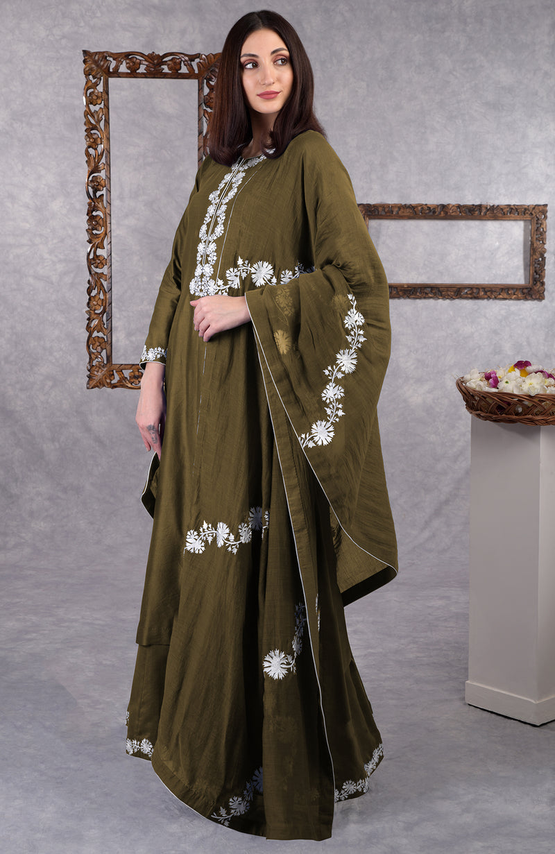 Olive Branch Kashmiri Bagh Inspired Sharara Suit