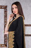 Black-Gold Kashmiri Tilla Aari Embroidered Crepe Saree