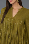 Mehandi Green-Gold Sequin Embroidered Kurta Set