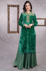 Rich Green Banarasi Zardozi Skirt Set