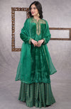 Rich Green Banarasi Zardozi Skirt Set
