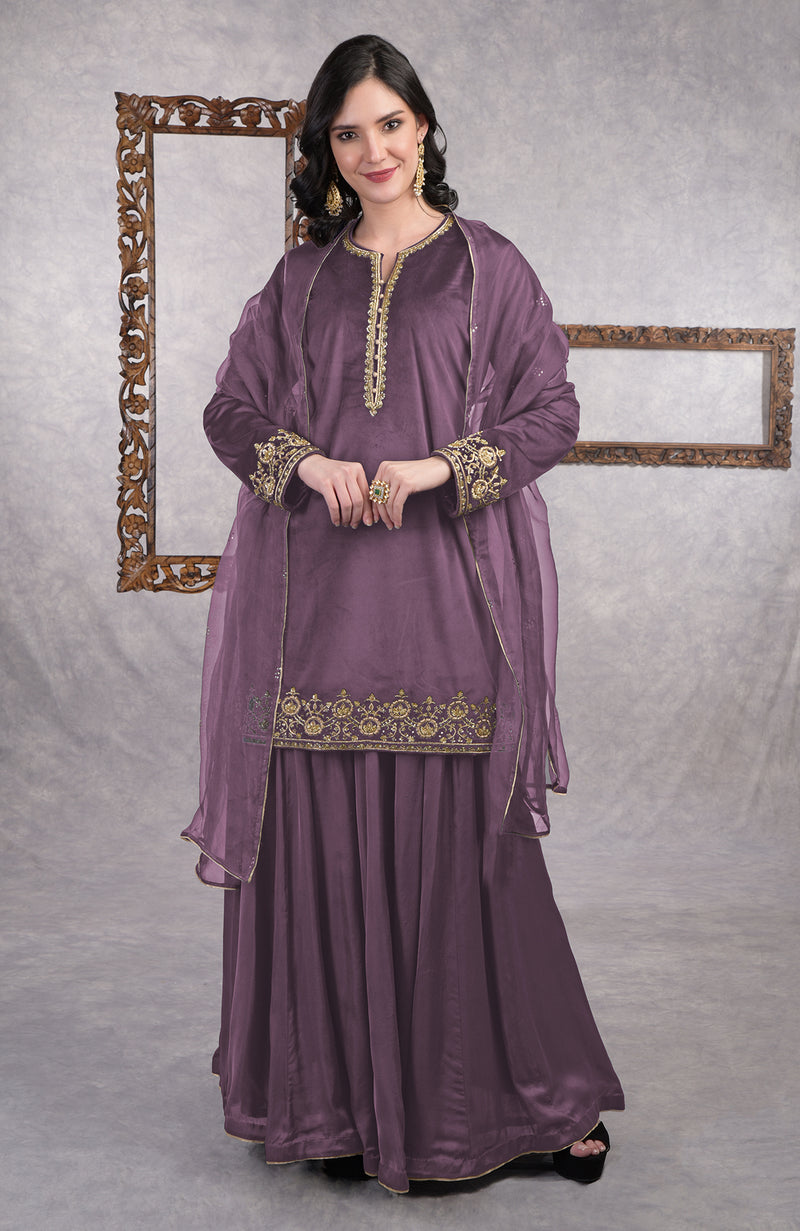 Midnight Blue Zardozi Hand Embroidered Sharara Set