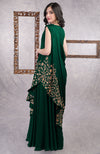 Emerald Green - Gold Hand Embroidered Toga Saree
