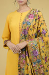 Masterpiece Calendula Floral Parsi Gara Hand Embroidered Dupatta With Suit