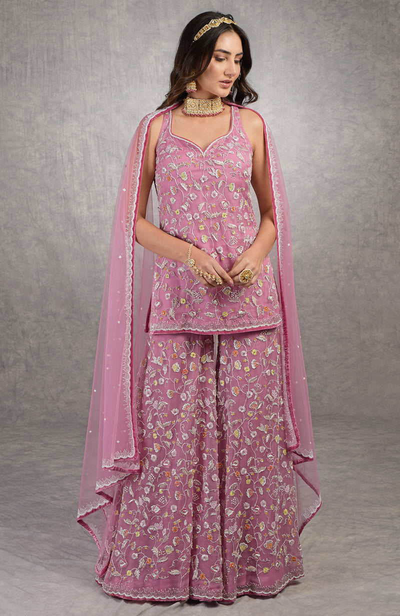 The Kiss Mauve Orchid Sharara Set