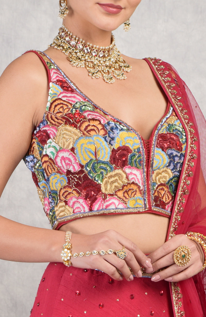 Multicolour Resham Hand embroidered blouse