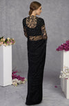 Black French Chantilly Lace Saree With Hand Embroidered Blouse