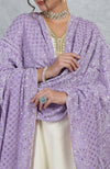 Mulled Grape Chikankari And Kamdani Hand Embroidered Pure Georgette Dupatta