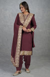 Burgundy Purple Rose gold Marori Gota Patti & Zardozi Hand Embroidered Salwar Suit