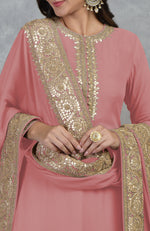 Coral Rose gold Marori Gota Patti & Zardozi Hand Embroidered Salwar Suit