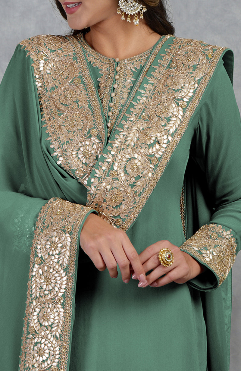 Kale Rose gold Marori Gota Patti & Zardozi Hand Embroidered Salwar Suit