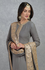 Grey Rose gold Marori Gota Patti & Zardozi Hand Embroidered Salwar Suit