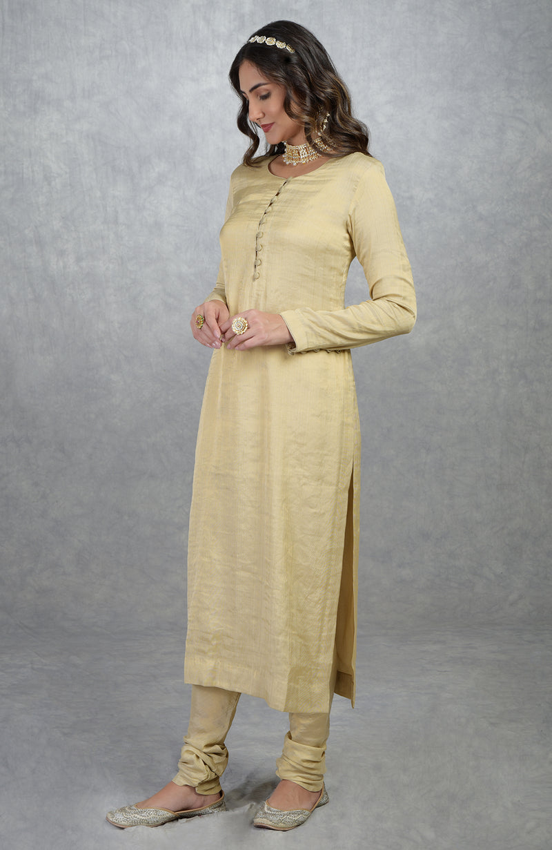 Women's Gold Poly Silk Kurta With Pant And Dupatta - Janasya | Kurta  palazzo, Palazzo suit, Kurta with pants