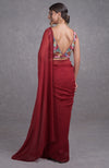Red- Multicolor Resham Dabka-Sequin-Beads & Kamdani Hand Embroidered Saree