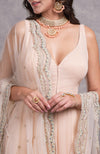 Champagne Pink Bead Sequin Hand Embroidered Anarkali Set